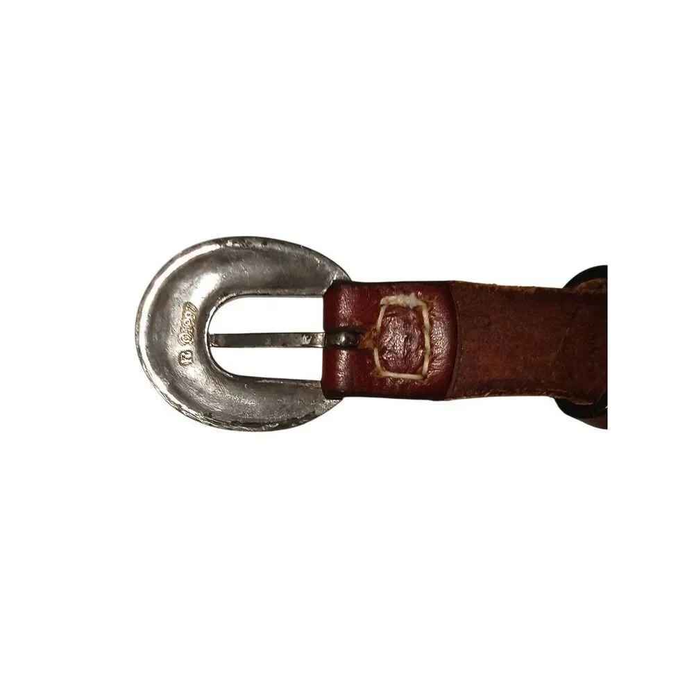 Polo Ralph Lauren genuine leather belt James Reid Ltd silver tone buckle 1997 st